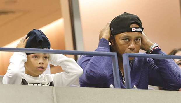 Tiger Woods with his son Charlie.