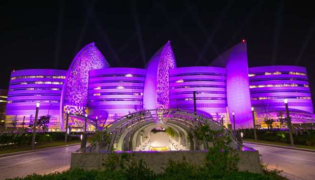 The hospital lit up its main building in purple on November 17 to mark World Prematurity Day