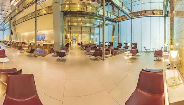 Views of the dedicated Mariner Lounge at Hamad International Airport.