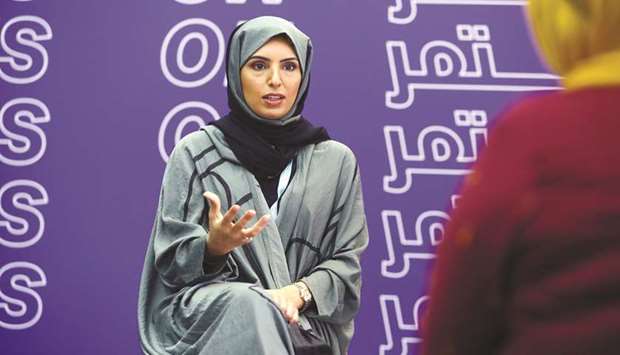 Fatma Hassan Alremaihi at the Ajyal Film Festival 2020 press briefing at Katara - the Cultural Village. Photo by Tim P. Whitby/Getty Images