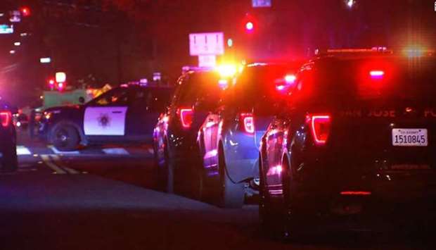 Police vehicles seen near the Grace Baptist Church, San Jose