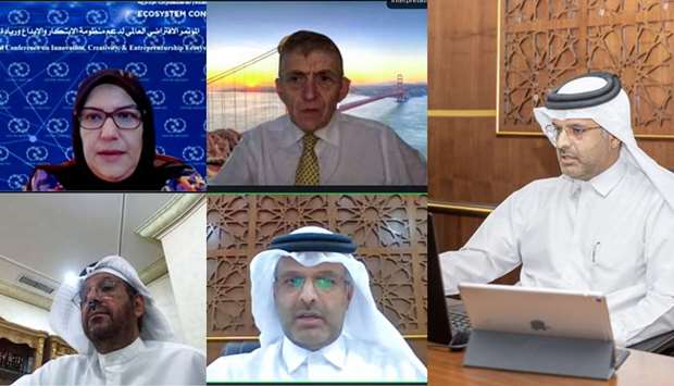 Qicca board member for International Relations Sheikh Dr Thani bin Ali al-Thani joins other members of the panel during the virtual forum held recently.