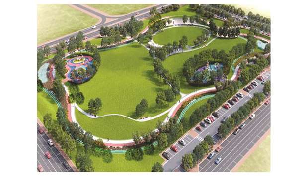 An aerial visualisation of a proposed park.