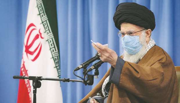 Iranu2019s Supreme Leader Ayatollah Ali Khamenei speaks during a meeting with the government over the economic crisis in Tehran.