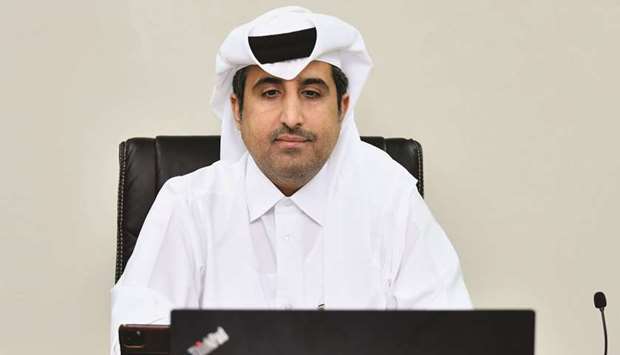 Qatar Chamber general manager Saleh bin Hamad al-Sharqi during the virtual meeting.