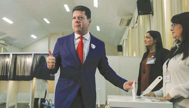 Fabian Picardo, Gibraltaru2019s chief minister poses for photographers as he casts his ballot at a polling station in Gibraltar on October 17, 2019. u201cWe are working very closely with suppliers outside of Gibraltar to ensure that, if it were necessary, we are able to secure foodstuffs and all materials that we need in order to operate our economy without having associated economic collapse,u201d Picardo said yesterday.