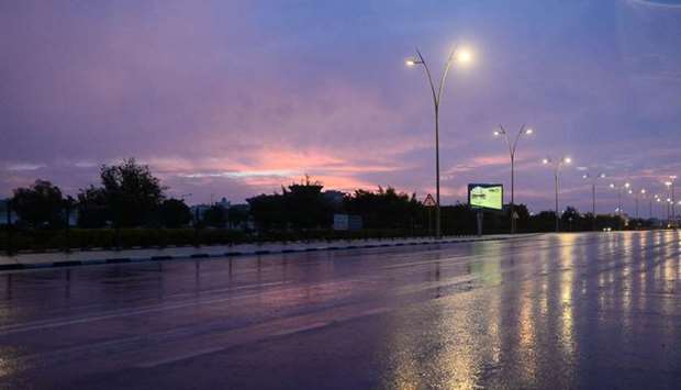 An early morning picture of the rain that arrived Doha Saturday. PICTURE: Shaji Kayamkulam