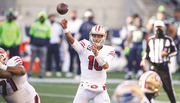 San Francisco 49ers quarterback Jimmy Garoppolo passes against the Seattle Seahawks during the second quarter at CenturyLink Field in Seattle, Washington, United States earlier this month. (USA TODAY Sports)