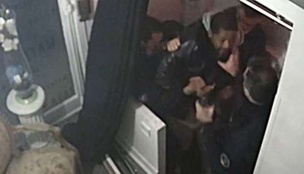 Video shows CCTV camera footage, widely distributed on social networks, of producer Michel Zecler being beaten up by police officers at the entrance of a music studio in the 17th arrondissement of Paris.