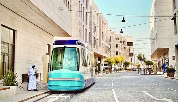 The MDD Tram takes visitors around the central hubs from Msheireb Museums station to Al Kahraba Street, Sikkat Al Wadi back to the Heritage Quarter.