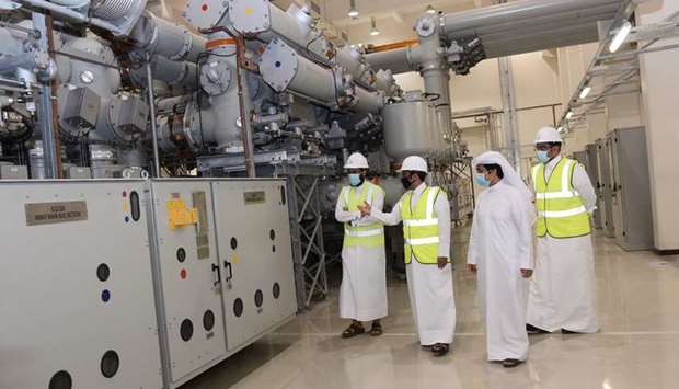Kahramaa officials at the Al Suwaidi Super Substation. PICTURES: Shaji Kayamkulam