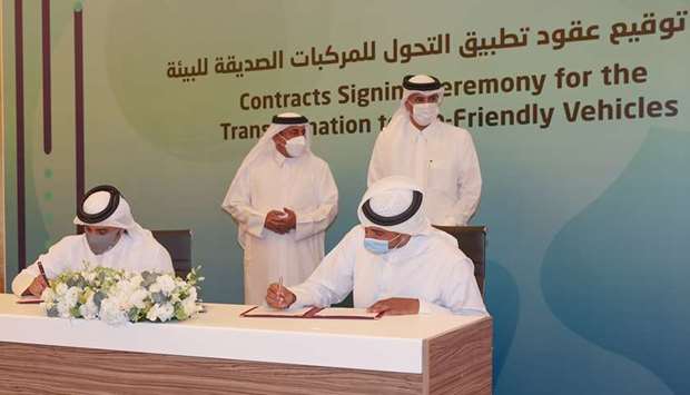 The signing of several contracts pertaining to the transformation to environment-friendly vehicles comes within the framework of implementing the Electric Vehicle Strategy the ministry developed with the bodies concerned, HE the Minister of Transport and Communications Jassim Seif Ahmed al-Sulaiti said.