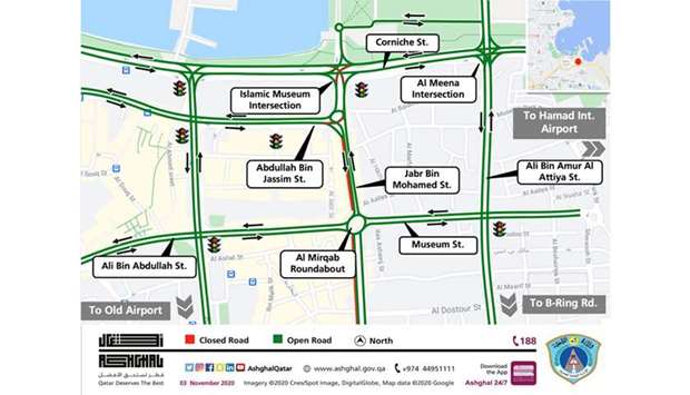 he closure aims to allow the implementation of infrastructure development and beautification works on Jabr bin Mohamed Street, as part of the Doha central Development and Beautification Projects - Package 2.