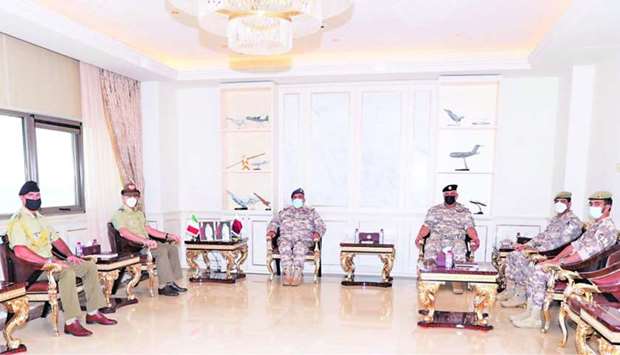 HE the Chief of Staff of the Qatari Armed Forces Lieutenant-General (Pilot) Ghanem bin Shaheen al-Ghanem meets with Italian Deputy Chief of the Defence General Staff for the Third Division, Major General Massimo Biagini