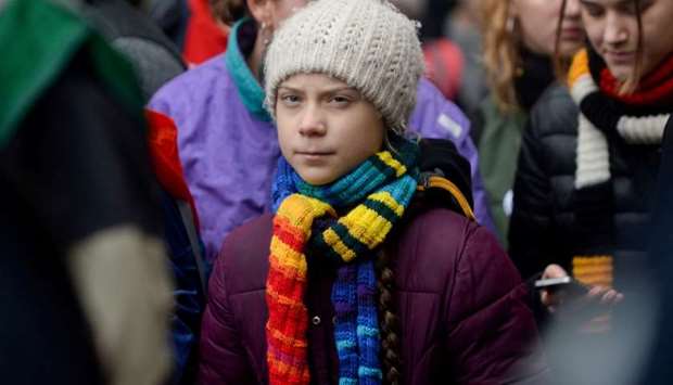 Swedish climate activist Greta Thunberg takes part in the rally ''Europe Climate Strike'' in Brussels, Belgium, March 6.