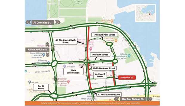 Alternative entry has been provided on Malik Bin Anas Street and exit on Al Maarif Street to enable people to reach their destinations (see map).