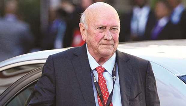 Former South African President F W de Klerk.