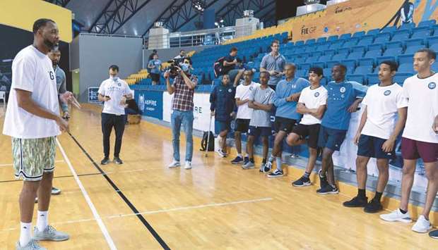 Former NBA stars Tracy McGrady and Jalen Rose share tips with Aspire Academy athletes on Thursday.