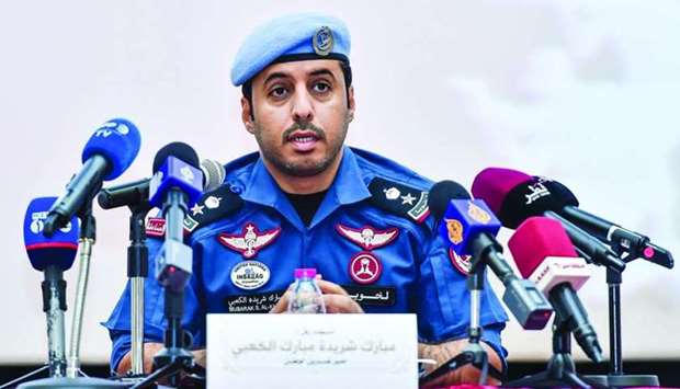 Lt. Col. Mubarak Sherida al-Kaabi, commander of Watan exercise, addressing the press conference. PICTURE: Noushad Thekkayil