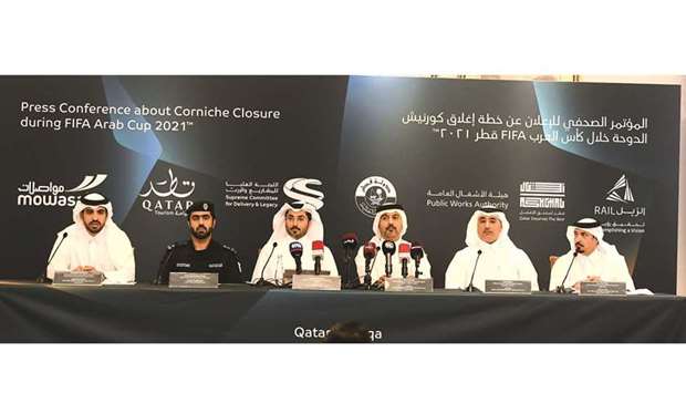 Officials giving details of the traffic arrangements during the Arab Cup tournament