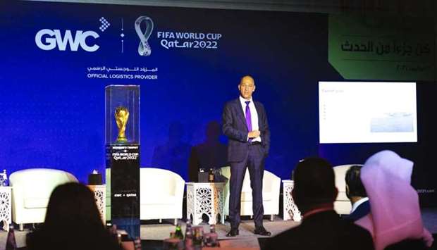 Jose Dhooma, head of Events Logistics at FIFA, delivering the keynote speech.