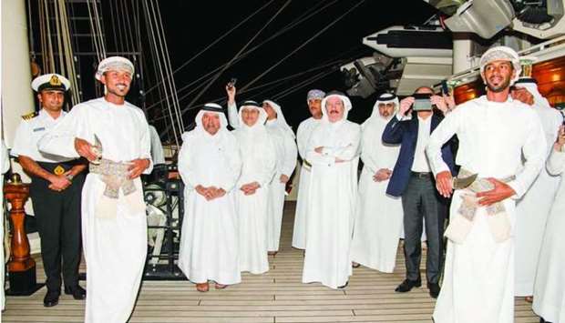 The student delegation onboard the ship was welcomed ipon arrival by HE the Minister of Sports and Youth Salah bin Ghanem al-Ali, HE Director of Protocol Department at the Ministry of Foreign Affairs Ibrahim Youssef Fakhro, Omani ambassador to Qatar Najib bin Yahya al-Balushi, and a number of ambassadors accredited to Qatar