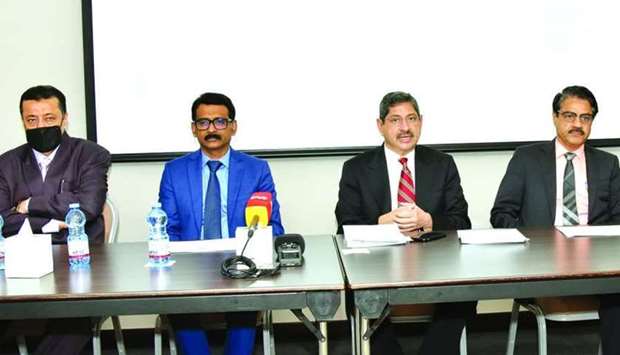 Dr Mohan Thomas (second right) announces details of the event as Syed Shoukath Ali, Mibu Jose, and Dr Hassan Kunhi look on.