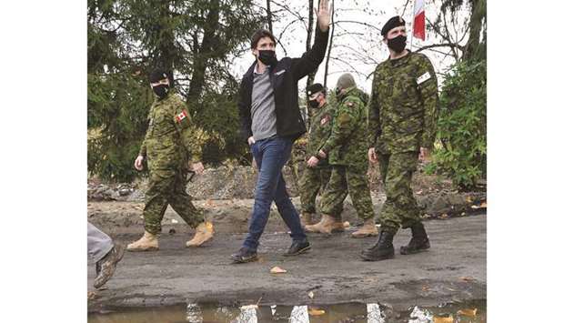 Canadau2019s Prime Minister Justin Trudeau is seen during his visit to Abbottsford, after rainstorms lashed the western Canadian province of British Columbia.