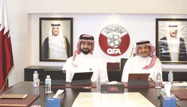 Qatar Football Association (QFA) Executive Office member Hani Ballan (right) and QFA Secretary-General Mansoor al-Ansari attended the meeting through teleconfernce.