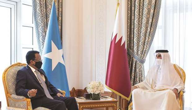 During the meeting, they reviewed bilateral relations and ways of development and enhancement of co-operation in various fields especially the access to benefit from the Somali labour in the FIFA World Cup Qatar 2022.