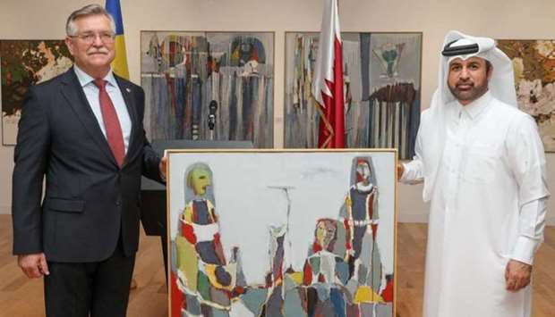 The exhibition was opened in the presence of Victor Tvircun, ambassador of Moldova to Qatar, and several other ambassadors, members of the diplomatic corps and artists