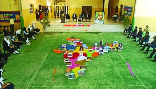 A 600sqft map of India was prepared integrating the cultural and historical peculiarities of each state to enlighten children.
