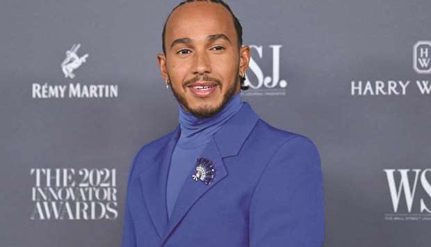 British racing driver Lewis Hamilton attends the WSJ Magazine 2021 Innovator Awards in New York City. (AFP)