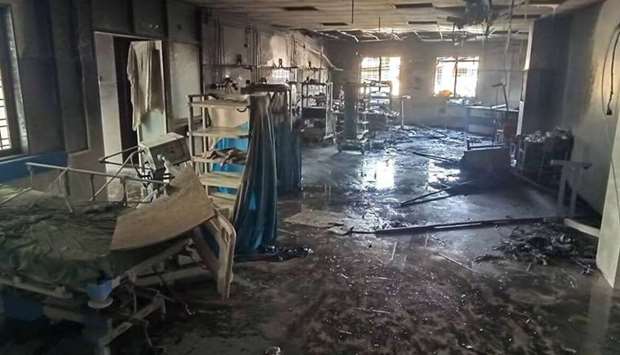 The hospital ward, which was left a charred wreck, had been newly built for coronavirus patients. Picture courtesy of Indian Express