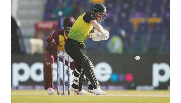 Australiau2019s David Warner in action against West Indies in Abu Dhabi yesterday. (Reuters)