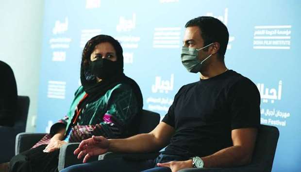 Amir Jadidi and Fereshteh Sadrorafaii attend a press conference Monday
