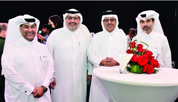 Gulf Times Editor-in-Chief Faisal Abdulhameed al-Mudahka and other dignitaries at the QMC event Wednesday. PICTURES: Shaji Kayamkulam