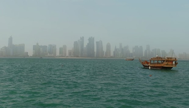 Dohau2019s West Bay, experienced blowing dust on Sunday.  PICTURE: Sajin Orma