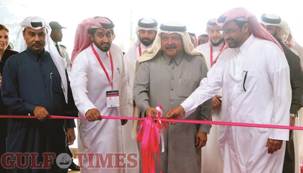 HE Sheikh Faisal bin Qassim al-Thani inaugurating the exhibition yesterday. PICTURES: Jayan Orma