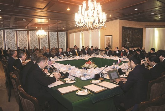 Pakistanu2019s National Security Adviser Sartaj Aziz chairs the first ever round of four-way peace talks meeting with Afghanistan, US and Chinese delegates in Islamabad.