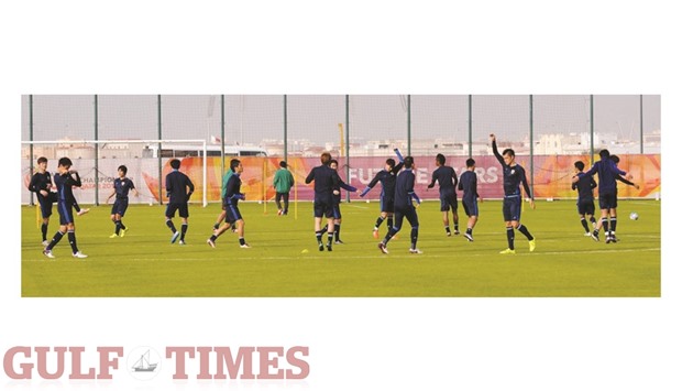 Japan players during a practice session in Doha. PICTURE: Shemeer Rasheed