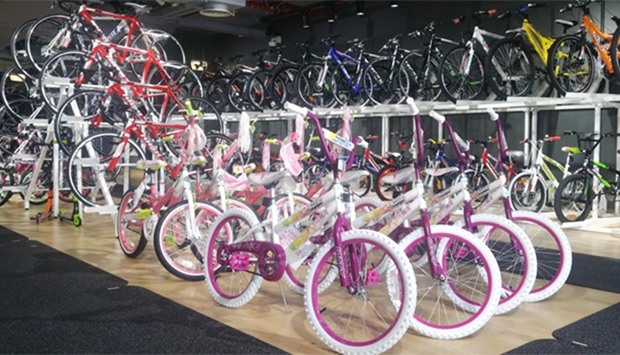 Bicycles on display at another leading outlet on Salwa Road