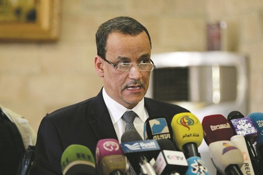 UN Special Envoy to Yemen Ismail Ould Cheikh Ahmed addresses a press conference at Sanaa international airport.
