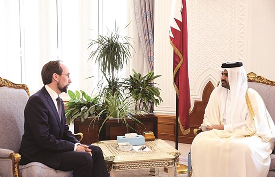 HH the Deputy Emir Sheikh Abdullah bin Hamad al-Thani met at his Emiri Diwan office yesterday with the UN High Commissioner for Human Rights Prince Zeid bin Rau2019ad al-Hussein and his accompanying delegation. During the meeting, they reviewed a number of topics of mutual interest.