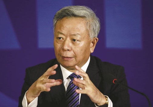 President of Asian Infrastructure Investment Bank (AIIB) Jin Liqun speaks at a news conference in Beijing yesterday. u201cThereu2019ll be division of power and responsibility between the AIIB board and management,u201d Jin said.
