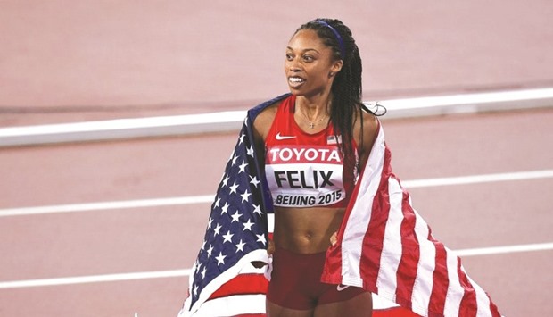 File picture of Allyson Felix, who will target the 200-400 double at the Olympic Games in Rio de Janeiro later this year.