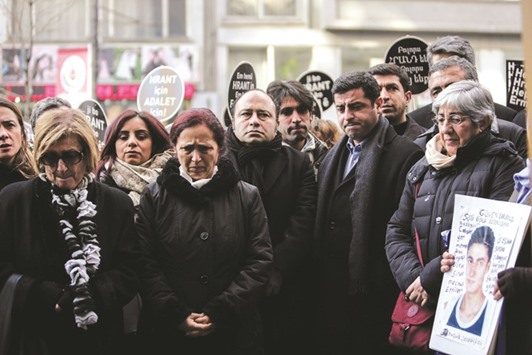 Rakel Dink (second left) attends a memorial yesterday at the spot in Istanbul where her husband Hrant Dink as gunned down on January 19, 2007.