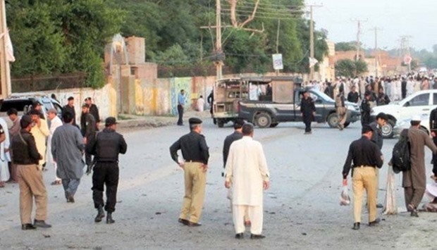 Security officials in Charsadda