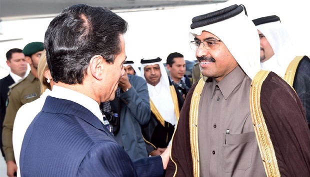 Mexican President Enrique Pena Nieto arrived in Doha yesterday on a two-day official visit to Qatar. He was received at Hamad International Airport by HE the Minister of Energy and Industry Dr Mohamed bin Saleh al-Sada, Qataru2019s ambassador to Mexico Ahmed Abdulla Ahmed al-Kuwari and Mexican ambassador to Doha Francisco Javier Nambro Cibrian.