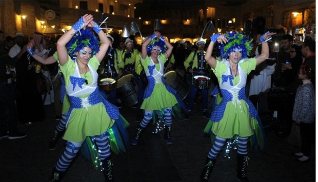 Female performers in colourful dress for the ,The Lights Show.,
